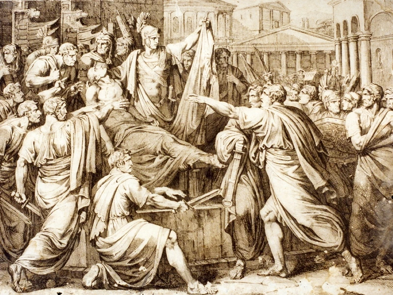 1781-Bartolomeo Pinelli - Il popolo romano giura di vendicare la morte di Cesare